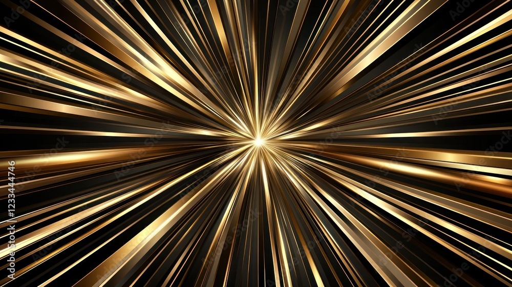 Gold rays burst, black background, speed, motion, abstract design, website banner Gold rays burst, black background, speed, motion, abstract design, website banner