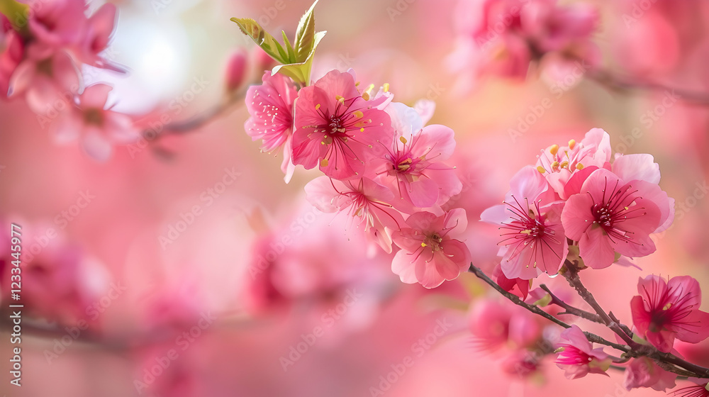 A close-up of delicate pink blossoms on branches, creating a serene and vibrant atmosphere. A close-up of delicate pink blossoms on branches, creating a serene and vibrant atmosphere.