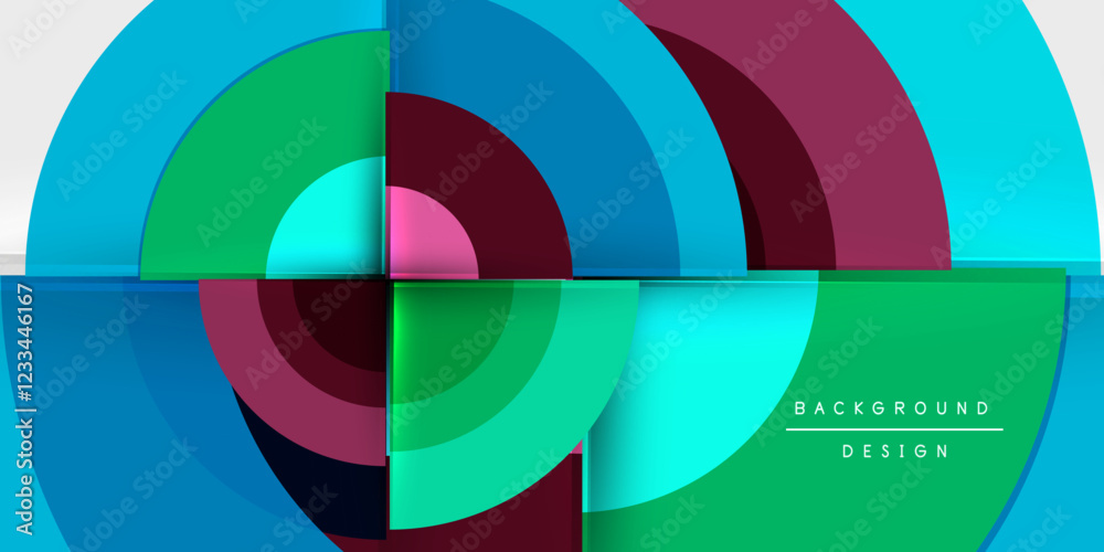 Circle and semi circle geometric background. Vector Illustration For Wallpaper, Banner, Background, Card, Book Illustration, landing page Circle and semi circle geometric background. Vector Illustration For Wallpaper, Banner, Background, Card, Book Illustration, landing page
