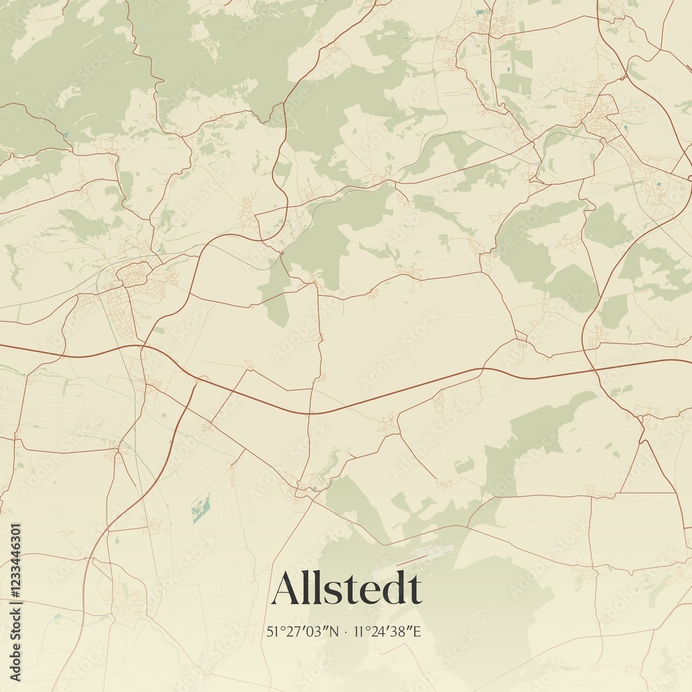 Fototapeta premium Vintage map of Allstedt, Germany.