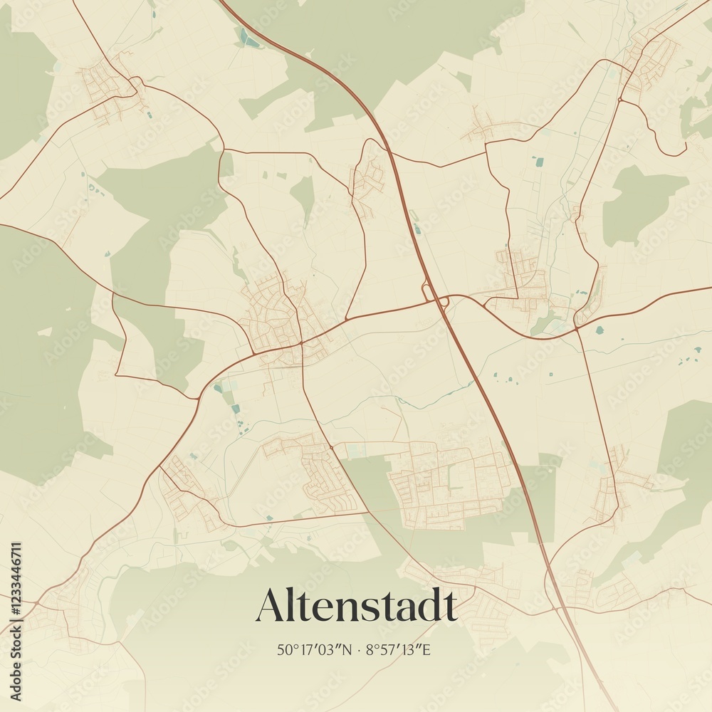Fototapeta premium Vintage map of Altenstadt, Germany.