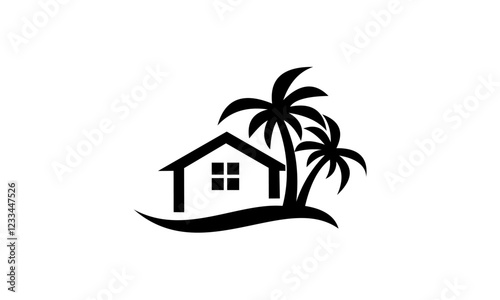 house and palm trees