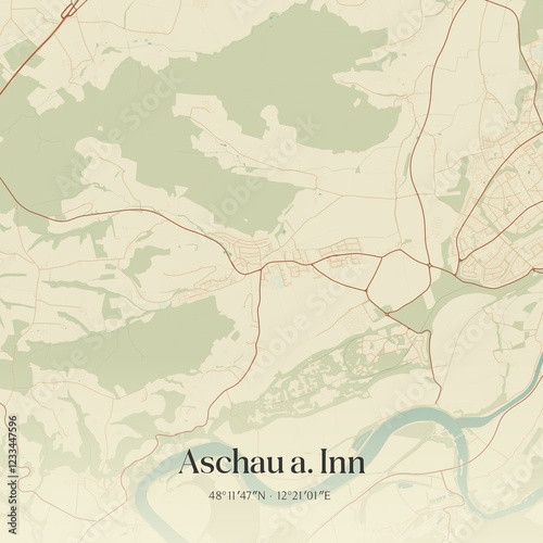 Foto Vintage map of Aschau a. Inn, Germany.