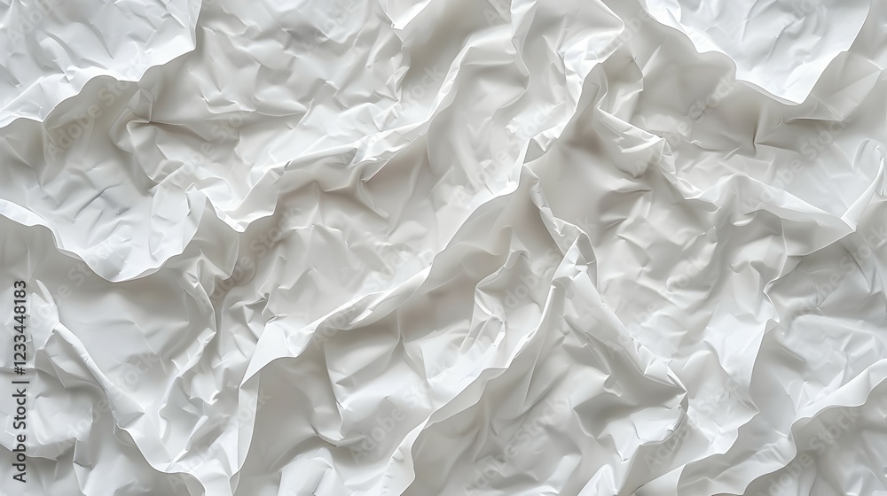 Obraz premium A textured surface of crumpled white paper, creating an abstract and minimalist aesthetic.