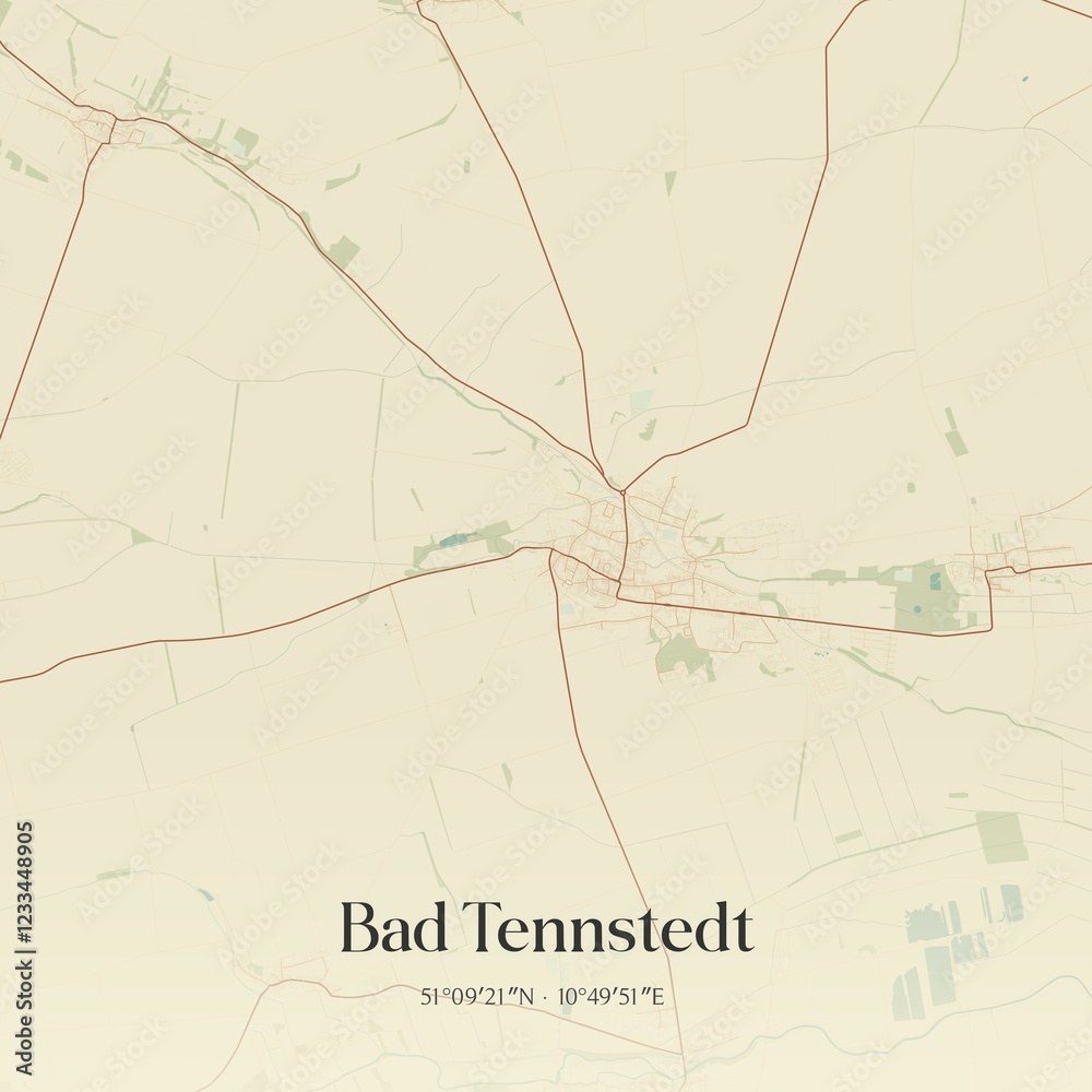 Obraz premium Vintage map of Bad Tennstedt, Germany.