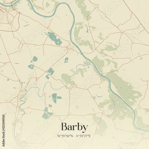 Vintage map of Barby, Germany. photo