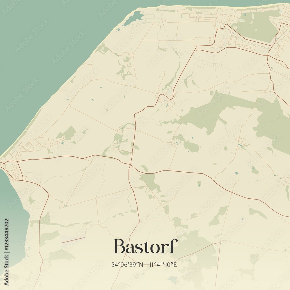 Obraz premium Vintage map of Bastorf, Germany.
