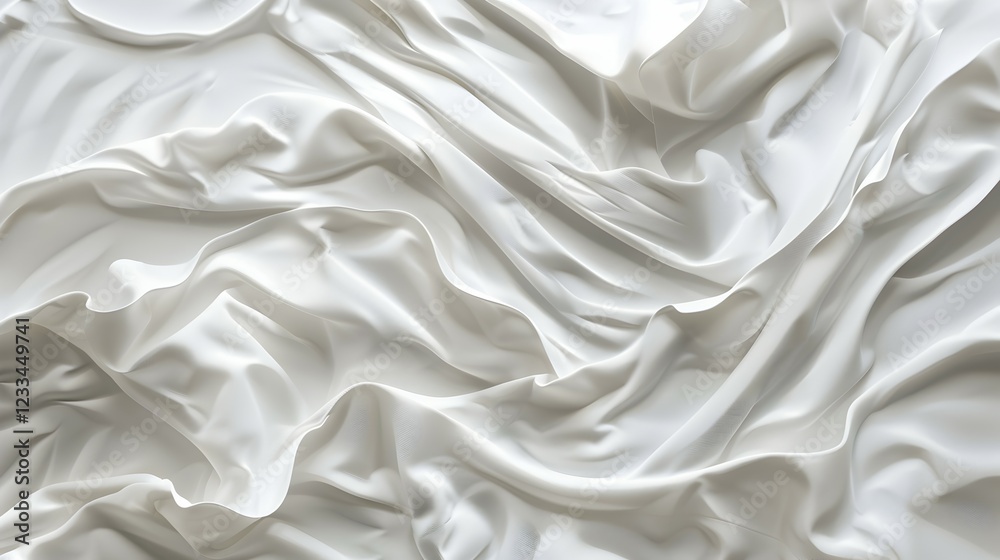 Obraz premium A close-up view of white, crumpled fabric creating a smooth, flowing texture.