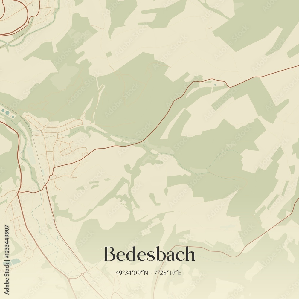 Obraz premium Vintage map of Bedesbach, Germany.