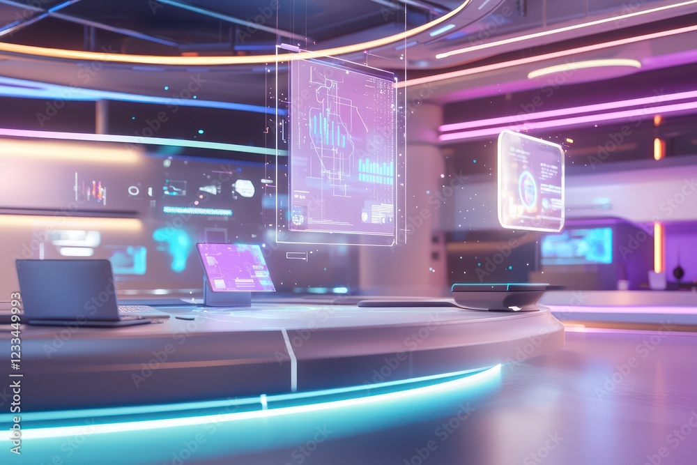 Creative advertising strategies presented holographically in a modern studio. Creative advertising strategies presented holographically in a modern studio.