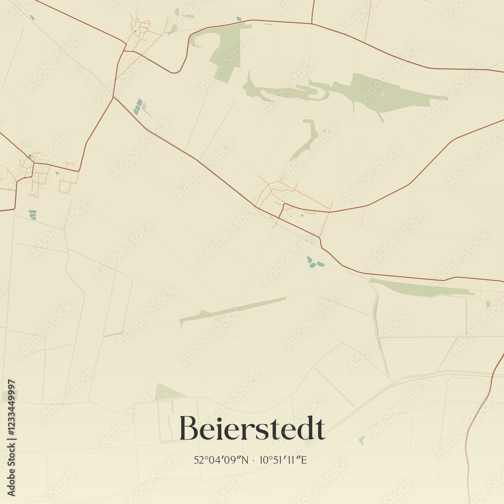 Fototapeta premium Vintage map of Beierstedt, Germany.