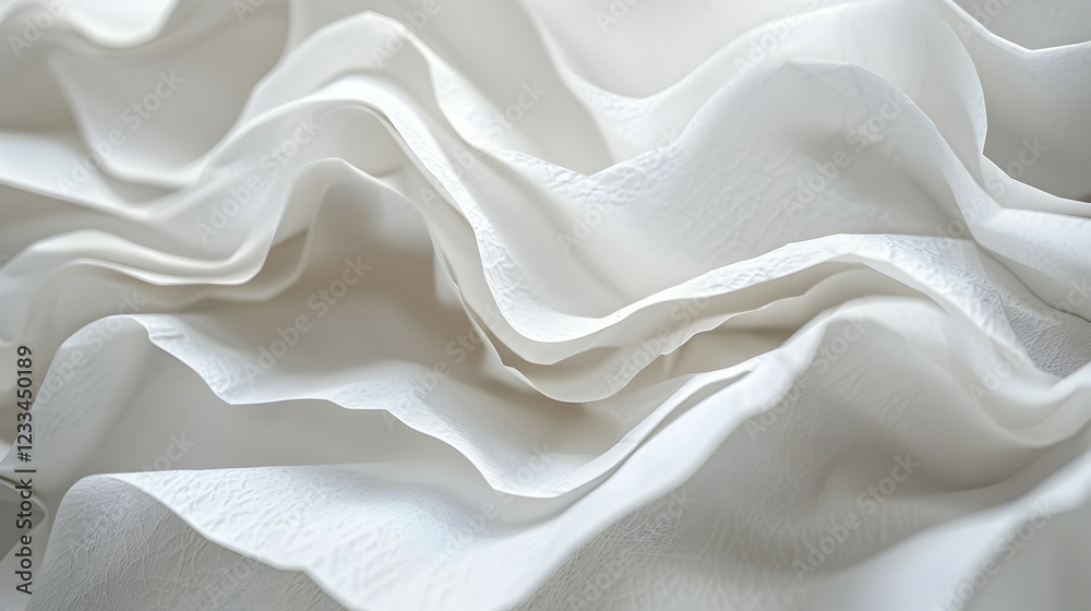 Fototapeta premium A close-up of textured white fabric, showcasing elegant folds and soft drapes.