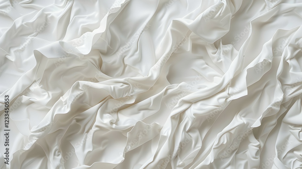 A close-up of crumpled white fabric, showcasing texture and movement. A close-up of crumpled white fabric, showcasing texture and movement.