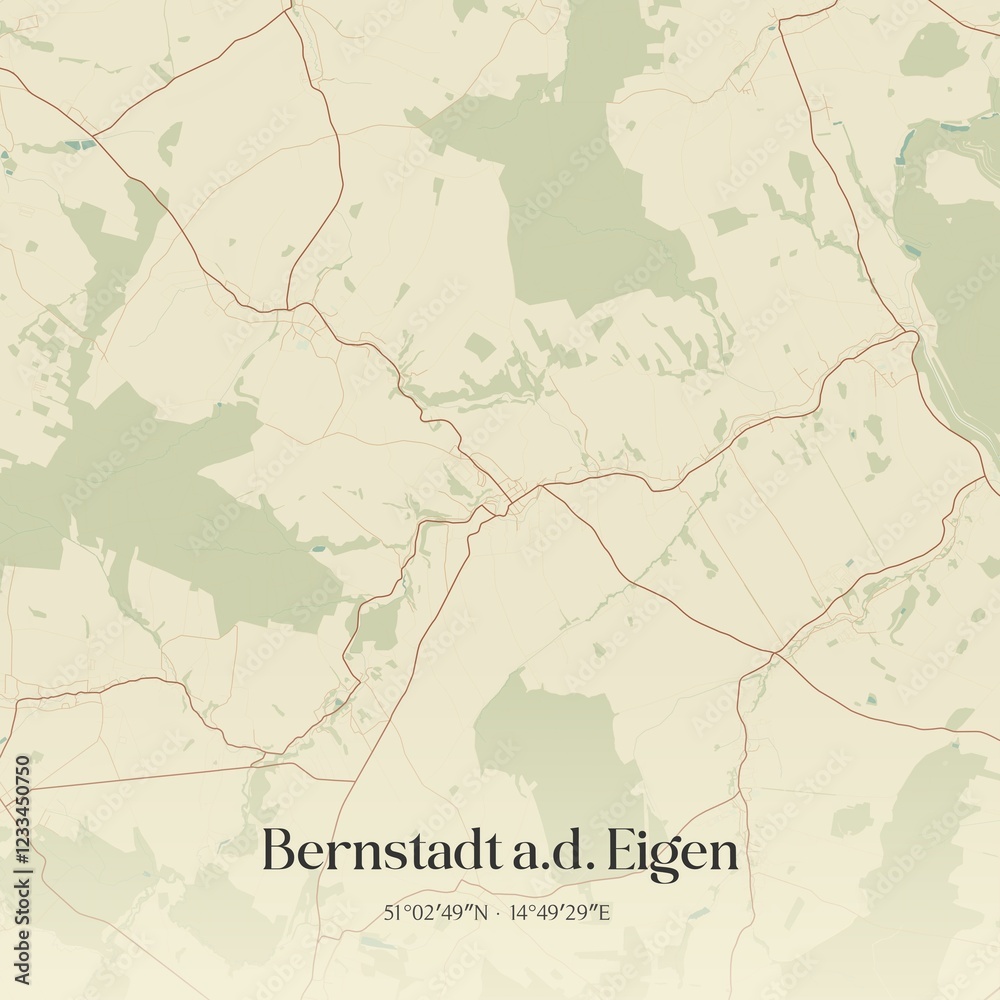 Obraz premium Vintage map of Bernstadt a.d. Eigen, Germany.