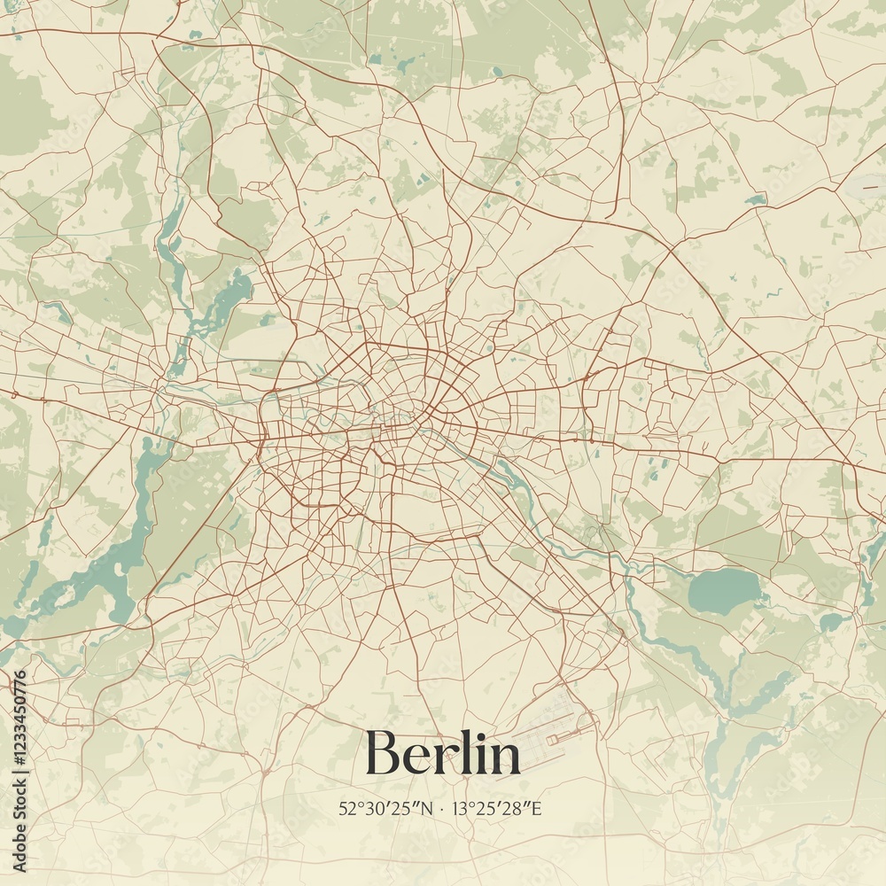 Fototapeta premium Vintage map of Berlin, Germany.