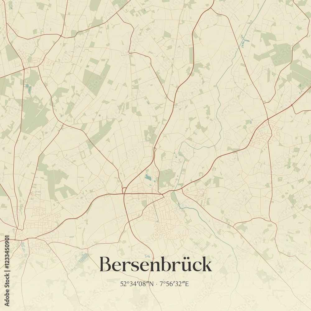 Obraz premium Vintage map of Bersenbruck, Germany.