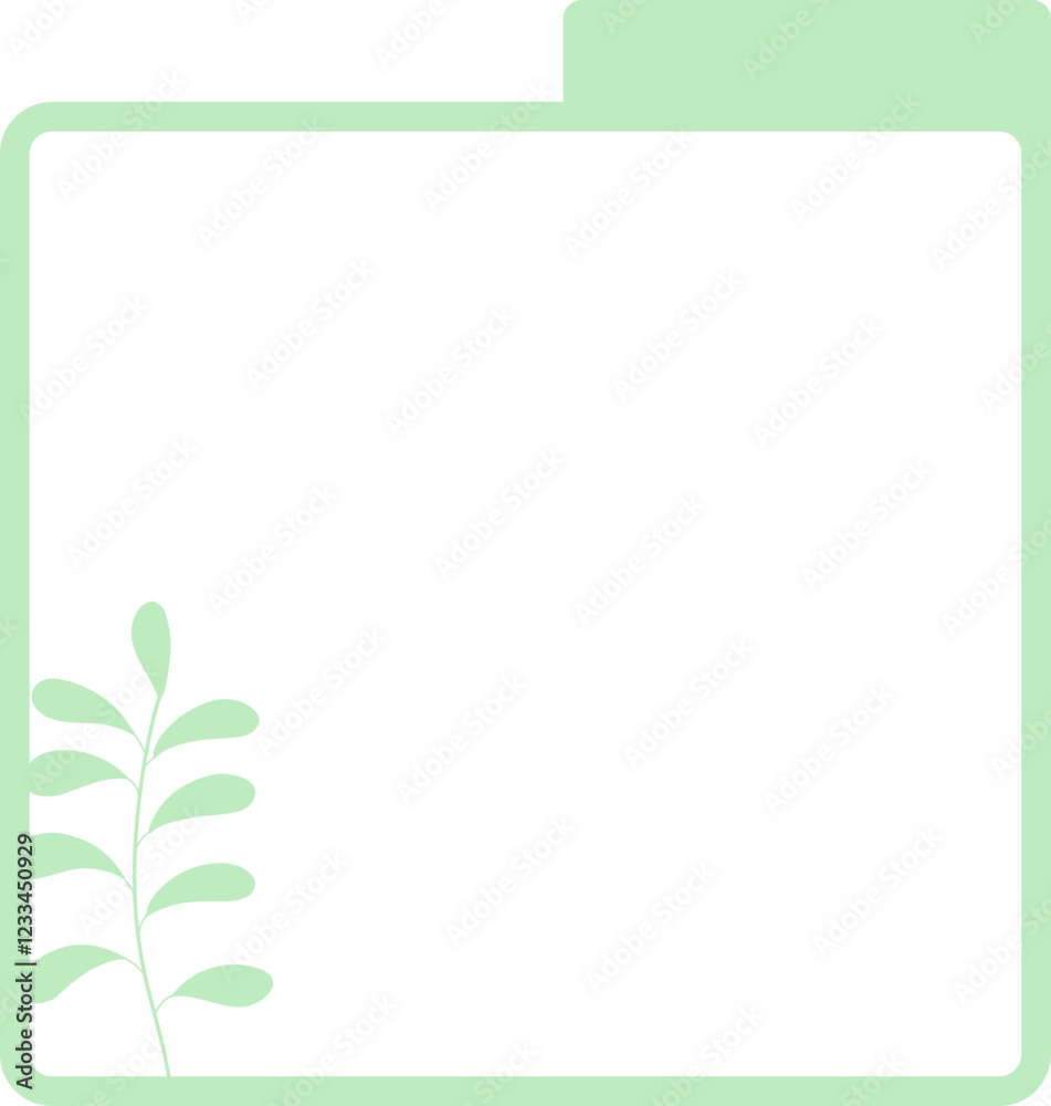 Green Leaves Frame Minimalist Folder Icon with Leaf Design Green Leaves Frame Minimalist Folder Icon with Leaf Design