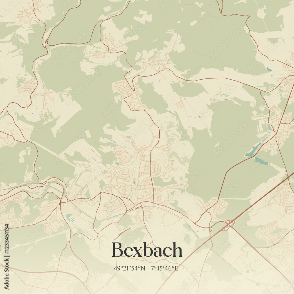 Obraz premium Vintage map of Bexbach, Germany.