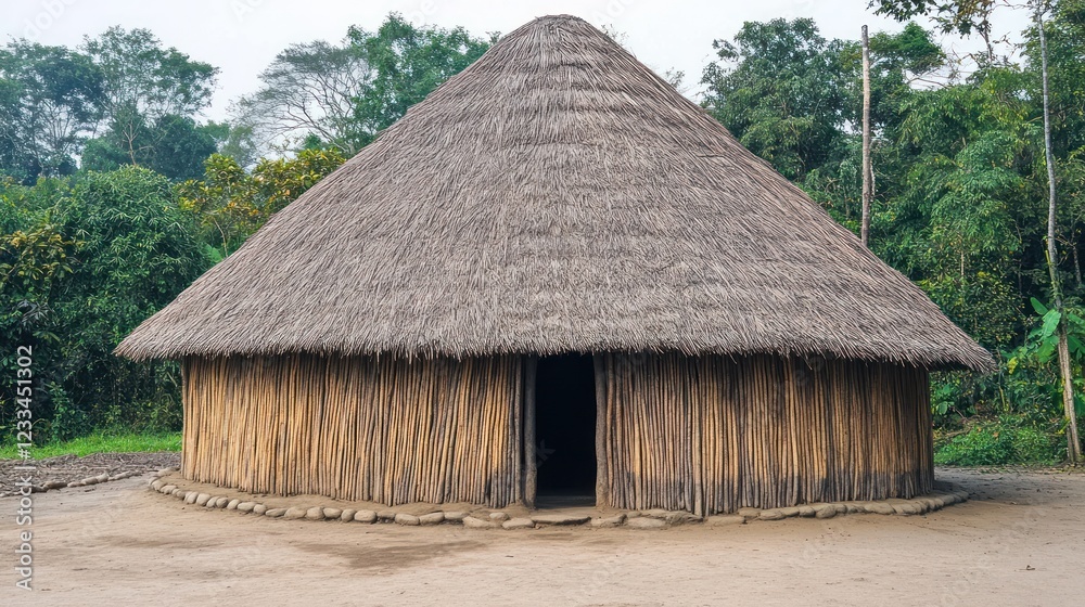 Traditional Round Hut in Amazon Rainforest Traditional Round Hut in Amazon Rainforest