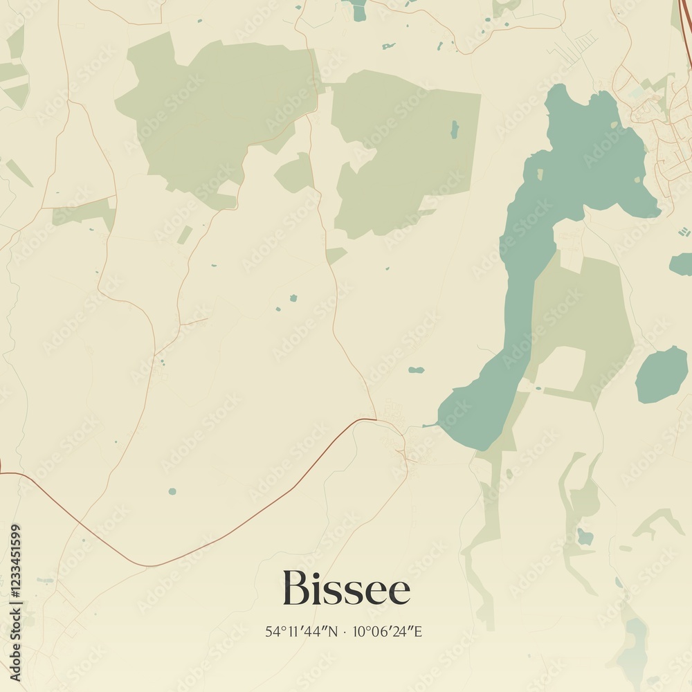 Fototapeta premium Vintage map of Bissee, Germany.