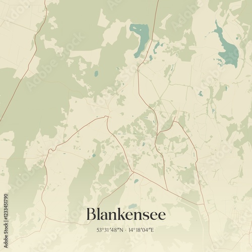 Vintage map of Blankensee, Germany.