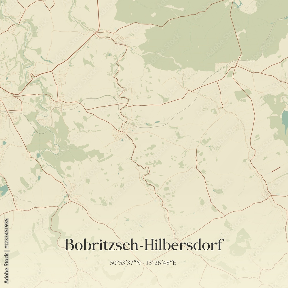 Fototapeta premium Vintage map of Bobritzsch-Hilbersdorf, Germany.