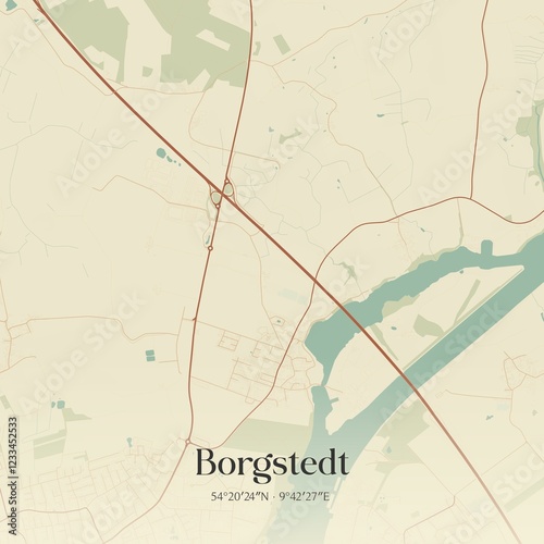 Vintage map of Borgstedt, Germany.