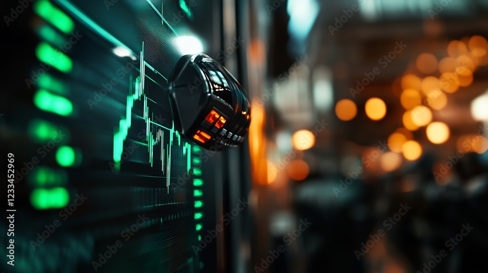 Stock Market Data Display with a futuristic device Stock Market Data Display with a futuristic device
