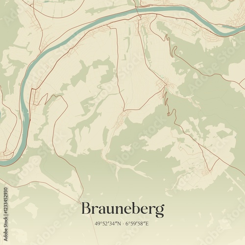 Vintage map of Brauneberg, Germany. photo