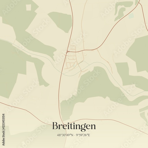 Vintage map of Breitingen, Germany. photo