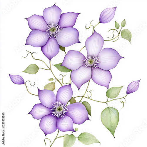 Watercolor botanical illustration of coreopsis, dense arrangement, high resolution on white background