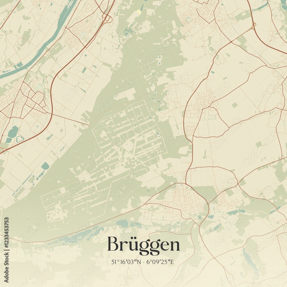 Obraz premium Vintage map of Bruggen, Germany.