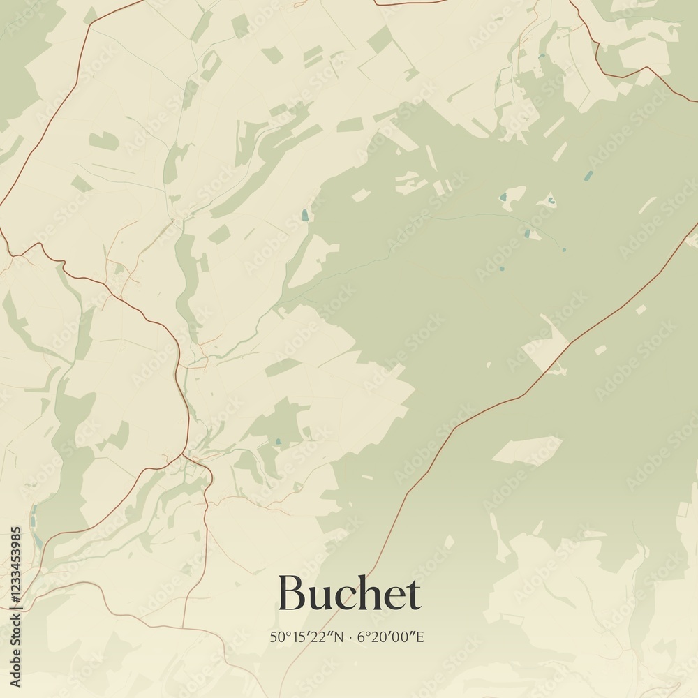 Fototapeta premium Vintage map of Buchet, Germany.