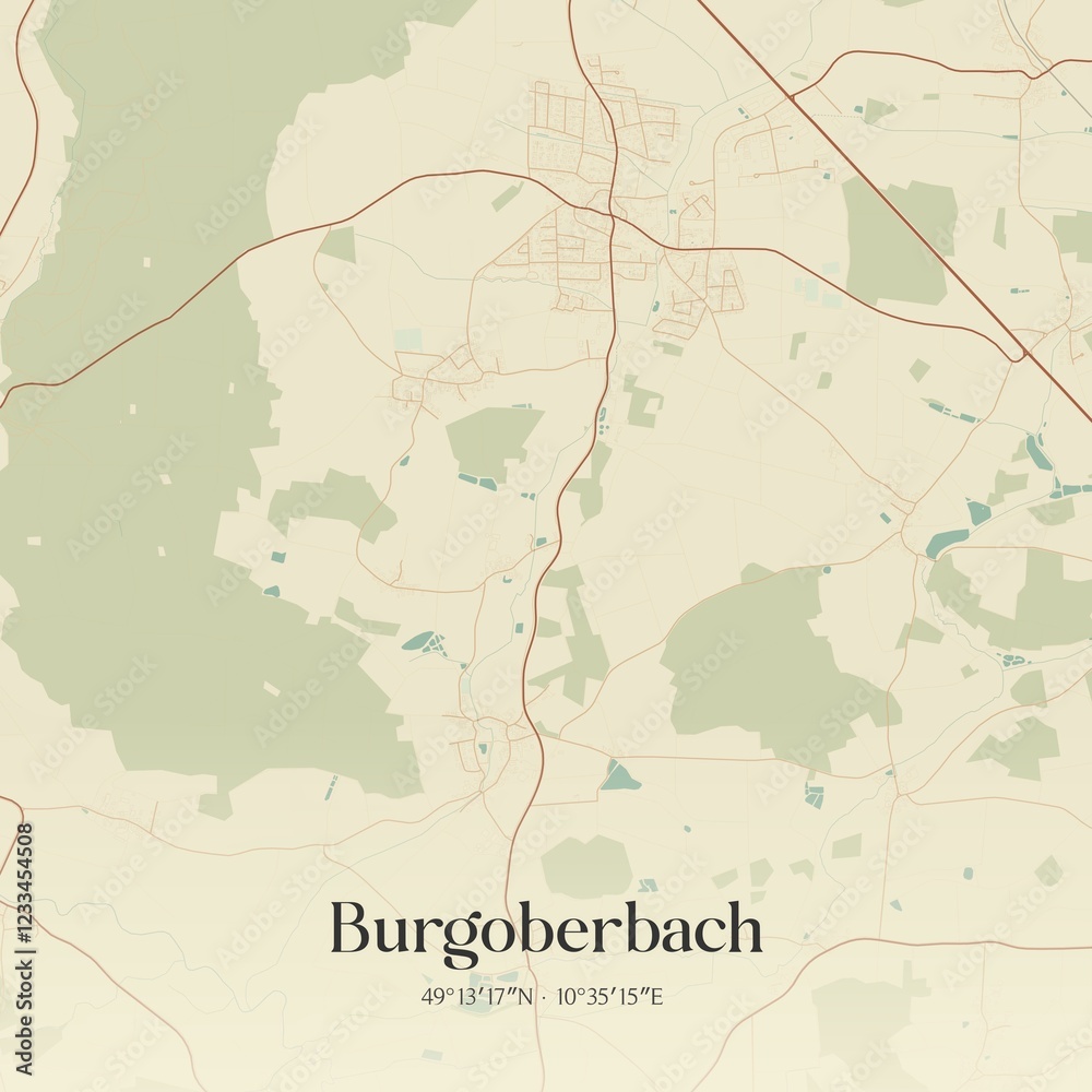 Obraz premium Vintage map of Burgoberbach, Germany.
