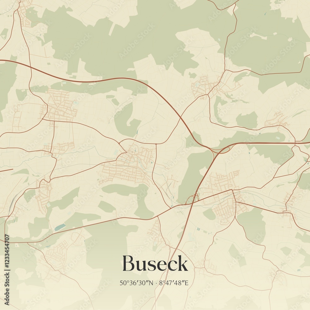 Fototapeta premium Vintage map of Buseck, Germany.