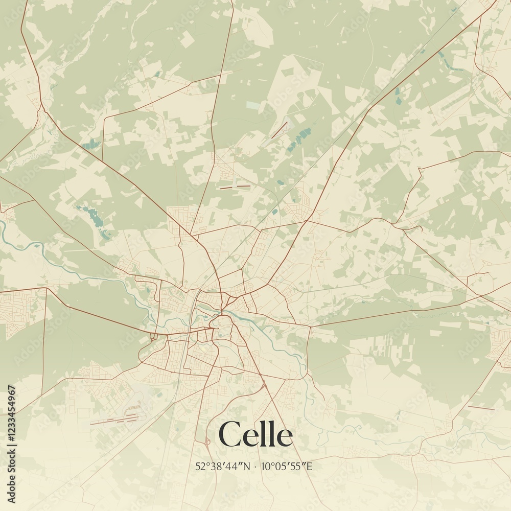 Fototapeta premium Vintage map of Celle, Germany.