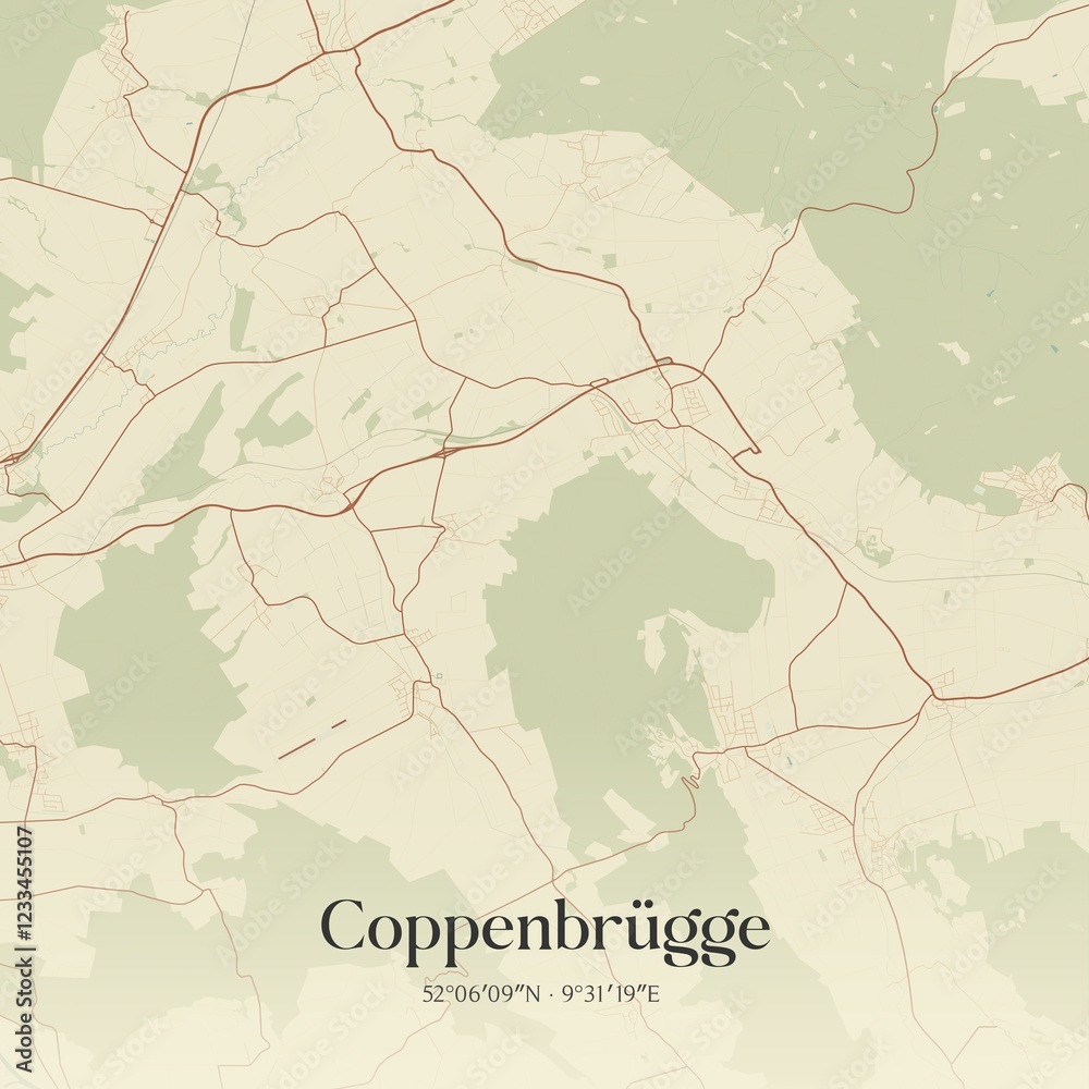 Fototapeta premium Vintage map of Coppenbrugge, Germany.