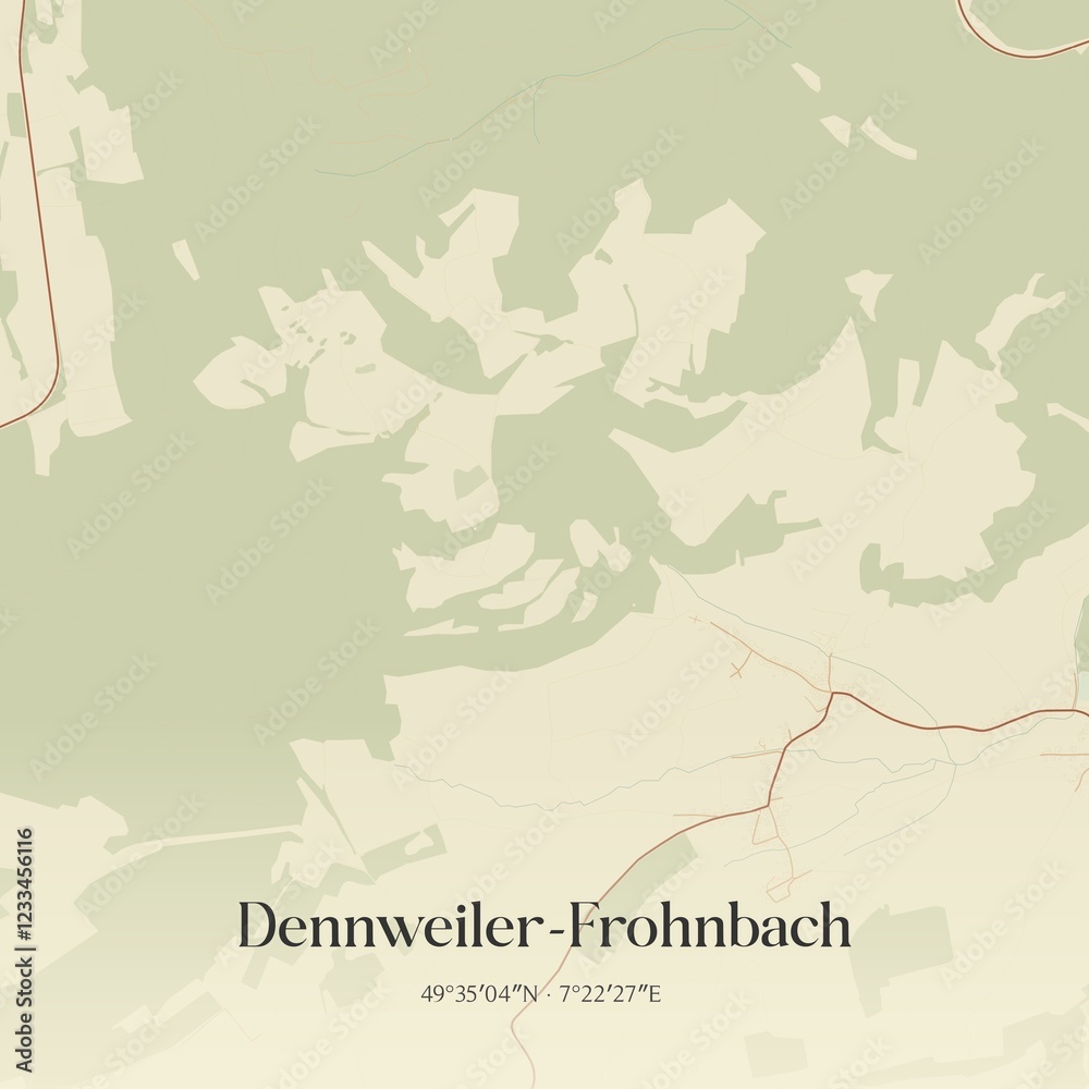 Obraz premium Vintage map of Dennweiler-Frohnbach, Germany.