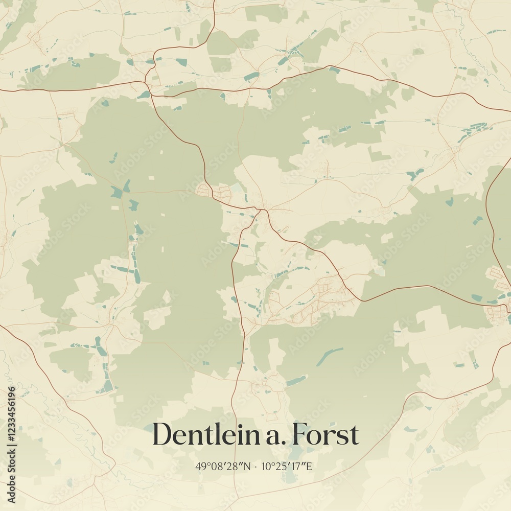 Obraz premium Vintage map of Dentlein a. Forst, Germany.
