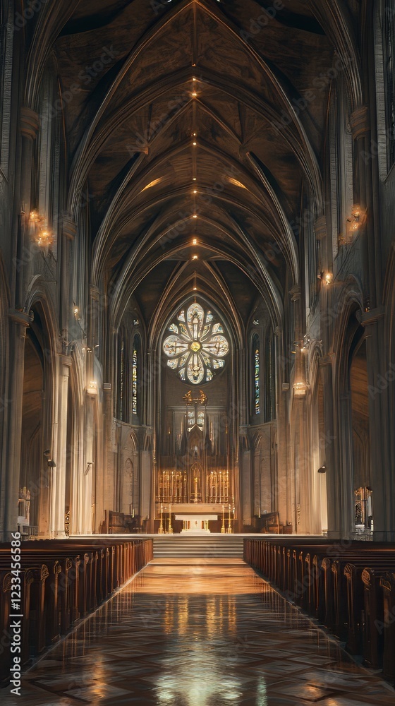 Fototapeta premium Grand church interior, serene and majestic.