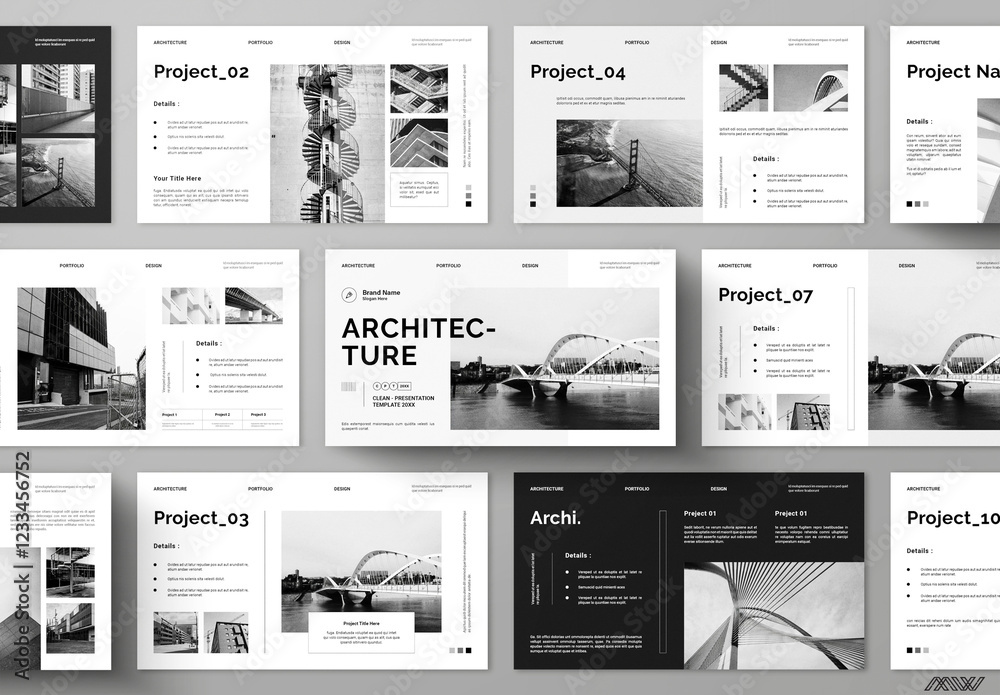Architecture Portfolio Presentation Layout Stock Template | Adobe Stock