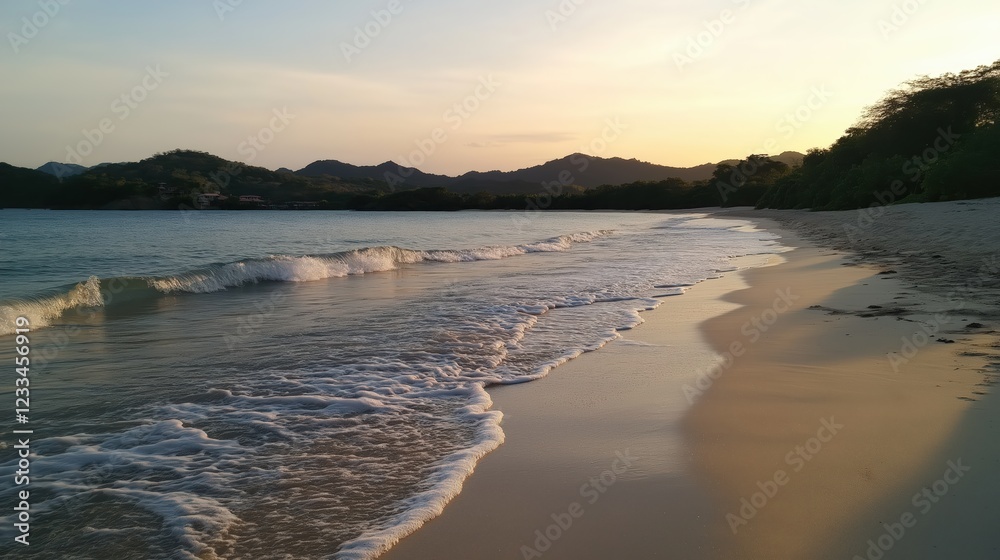 custom made wallpaper toronto digitalTranquil Sunset Beach Scene Golden Light and Calm Waves