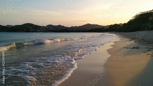 Wallpaper Mural Tranquil Sunset Beach Scene Golden Light and Calm Waves Torontodigital.ca
