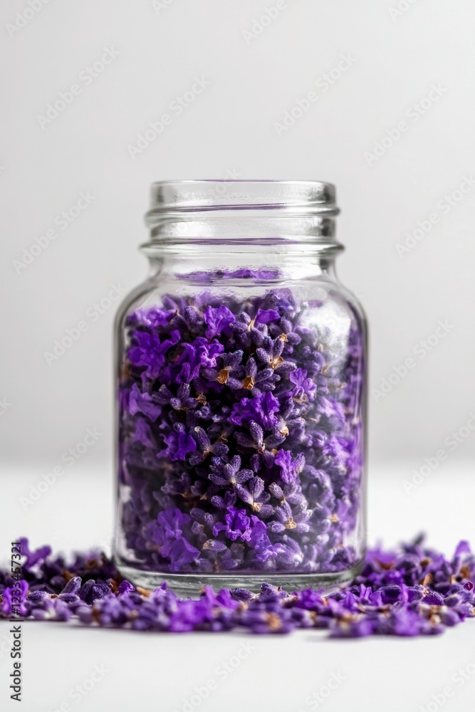 Dried Lavender Flowers in a Clear Glass Jar Dried Lavender Flowers in a Clear Glass Jar