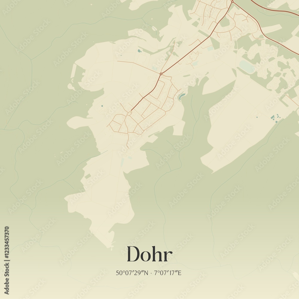 Fototapeta premium Vintage map of Dohr, Germany.
