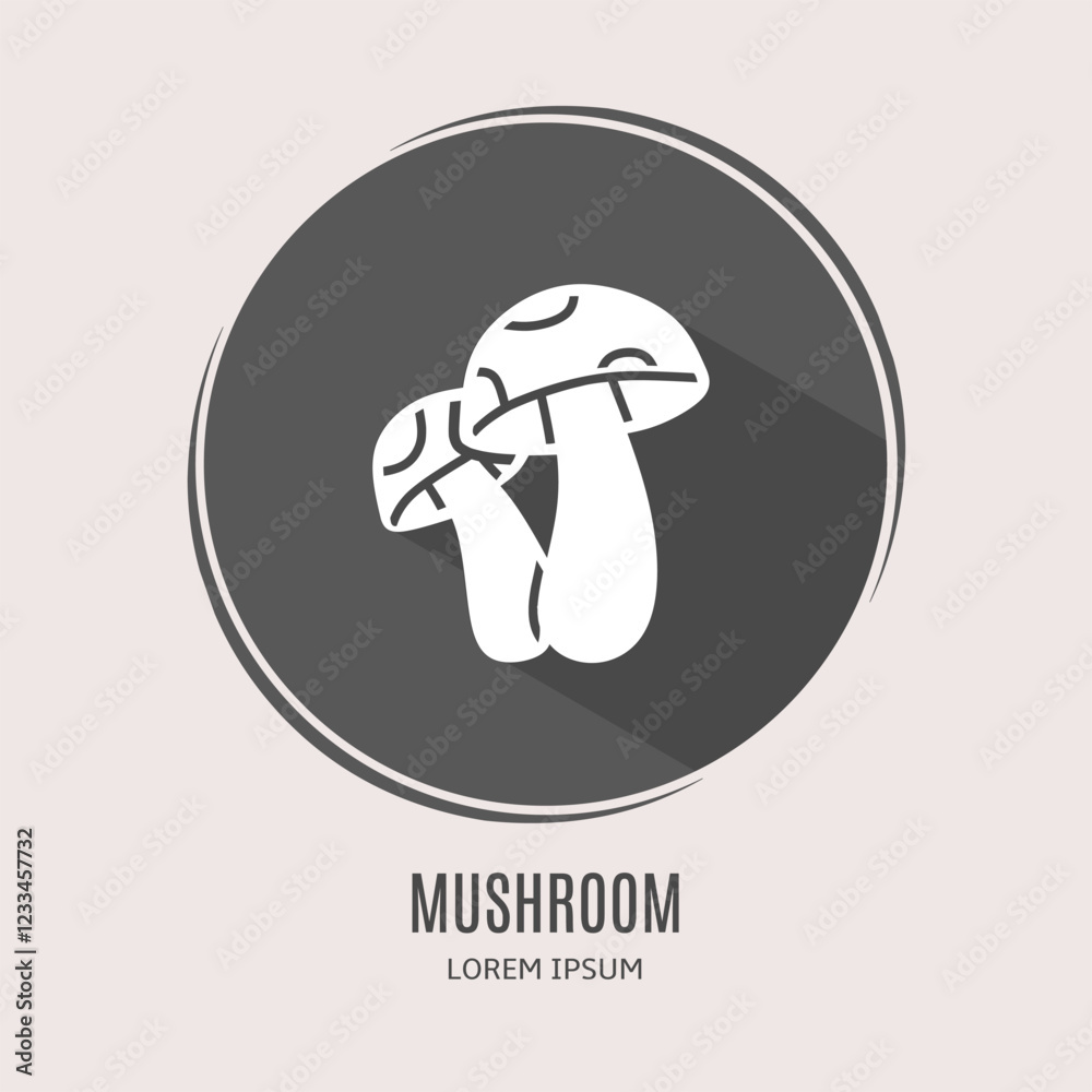 Symbol mushroom logo. Illustration of mushroom in flat. Stock vector. Symbol mushroom logo. Illustration of mushroom in flat. Stock vector.