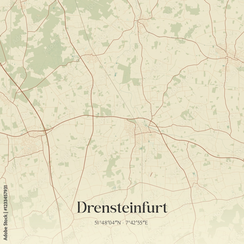 Fototapeta premium Vintage map of Drensteinfurt, Germany.