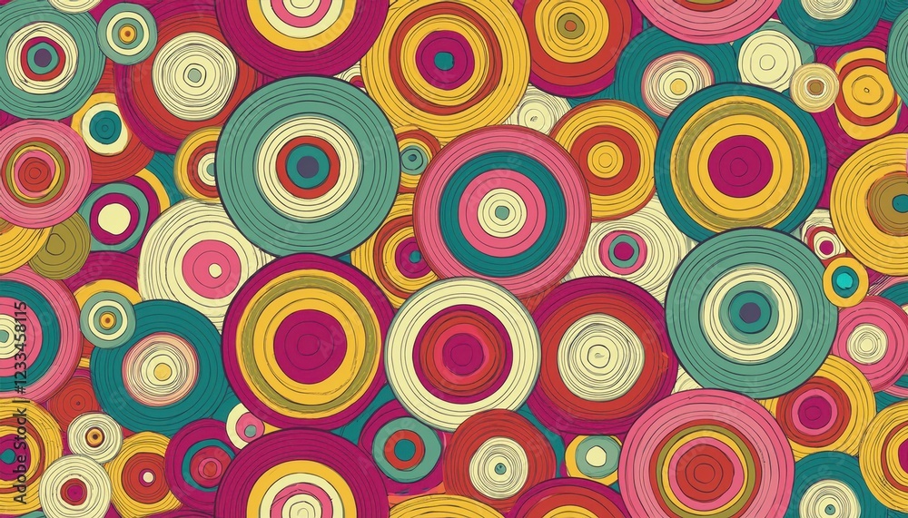 Vibrant, Retro Seamless Pattern with Nostalgic Circular Elements A Colorful and EyeCatching Design Perfect for Branding and Graphic Art Vibrant, Retro Seamless Pattern with Nostalgic Circular Elements A Colorful and EyeCatching Design Perfect for Branding and Graphic Art