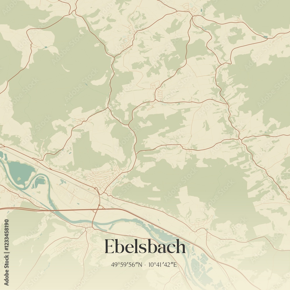 Fototapeta premium Vintage map of Ebelsbach, Germany.