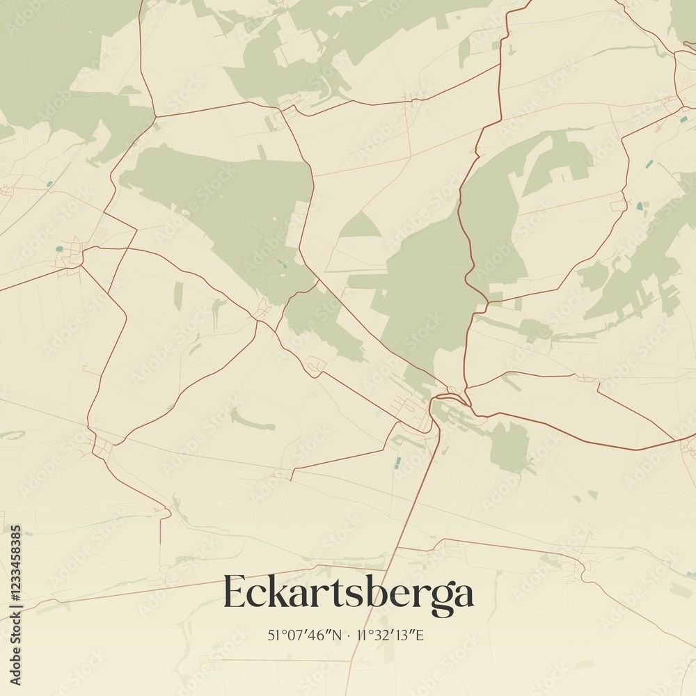 Obraz premium Vintage map of Eckartsberga, Germany.